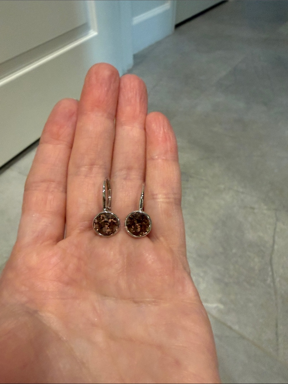 Silver Drop Earrings with Dusty Pink Gemstones